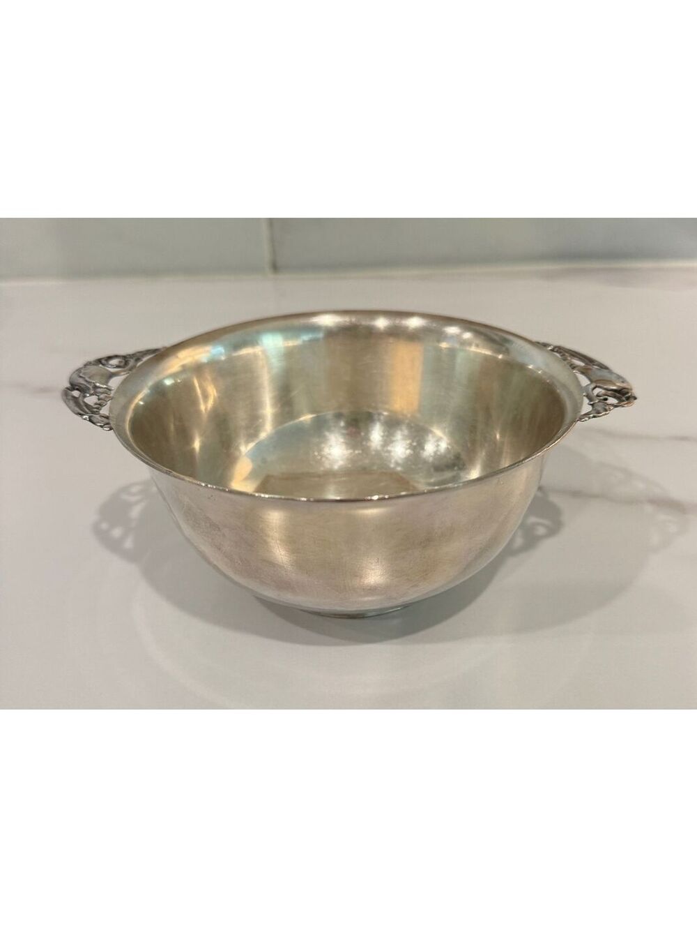Soldered Bowl with Ornate Handles Vintage Gorham Silver 7.5 in Elegant Collector